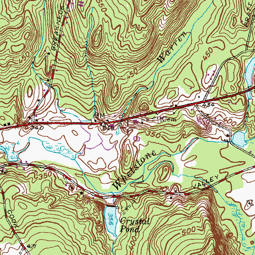 Topographic Map of Warren Brook, CT