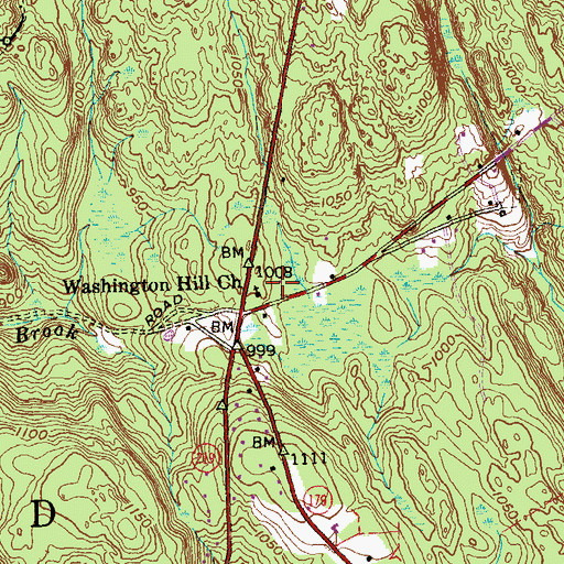 Topographic Map of Washington Hill Church, CT