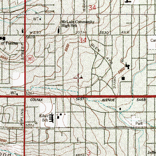 Topographic Map of Lakewood First Church of Christ Scientist, CO
