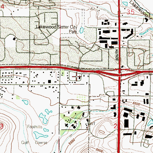 Topographic Map of Mile High Baptist Church, CO