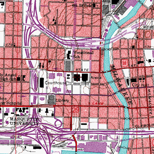 Topographic Map of Milwaukee Auditorium, WI