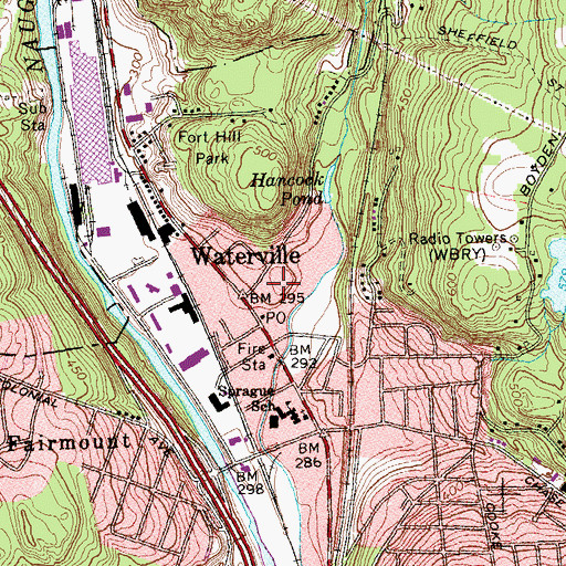 Topographic Map of Waterville, CT