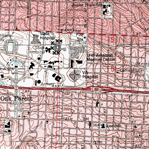 Topographic Map of Veterans Administration Security Little Rock, AR