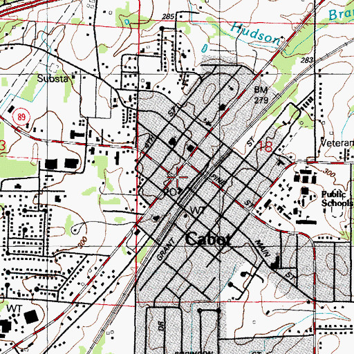 Topographic Map of Cabot Police Department, AR