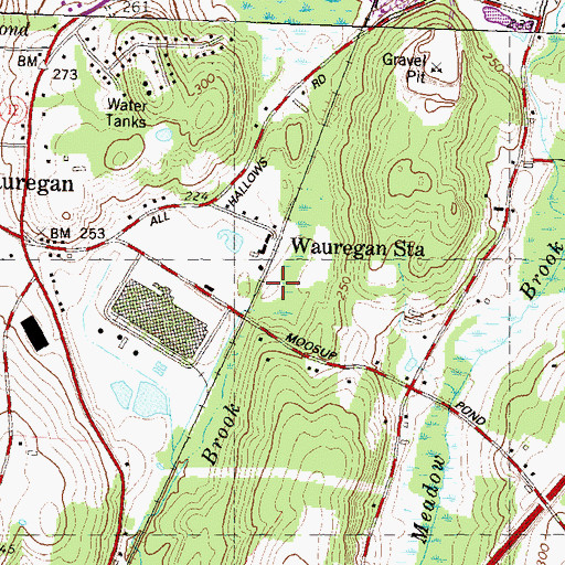 Topographic Map of Wauregan Station, CT