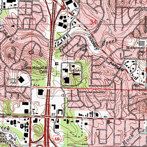 Topographic Map of Arkansas Game and Fish Commission Law Enforcement Headquarters, AR