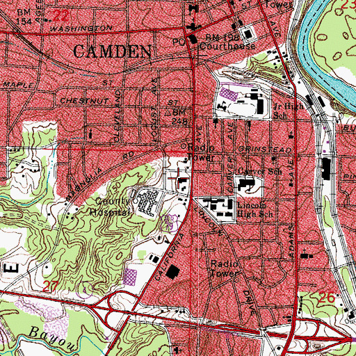 Topographic Map of Camden Police Department, AR