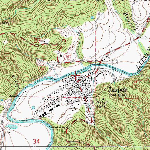 Topographic Map of Jasper Police Department, AR