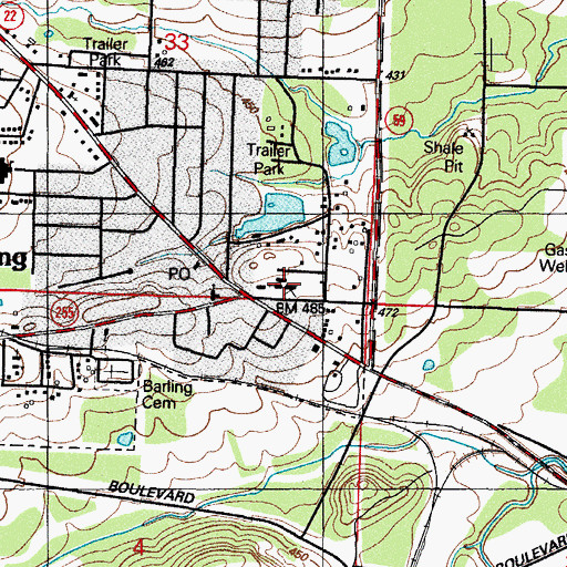 Topographic Map of Barling Police Department, AR