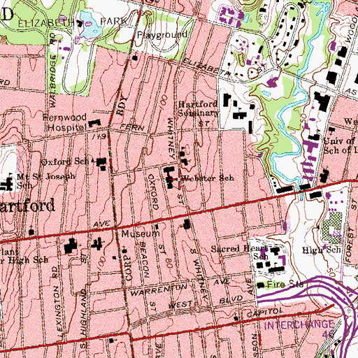 Topographic Map of Webster School, CT
