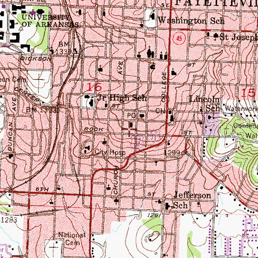 Topographic Map of 4th Judicial District Drug Task Force, AR