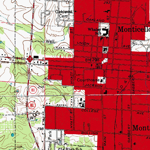 Topographic Map of Monticello Ambulance Service, AR