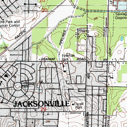 Topographic Map of Jacksonville Fire Department Station 2 Ambulance, AR