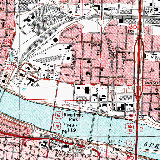 Topographic Map of Metropolitan Emergency Medical Service Little Rock Station 8, AR