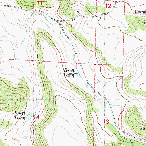 Topographic Map of Brett Tank, AZ