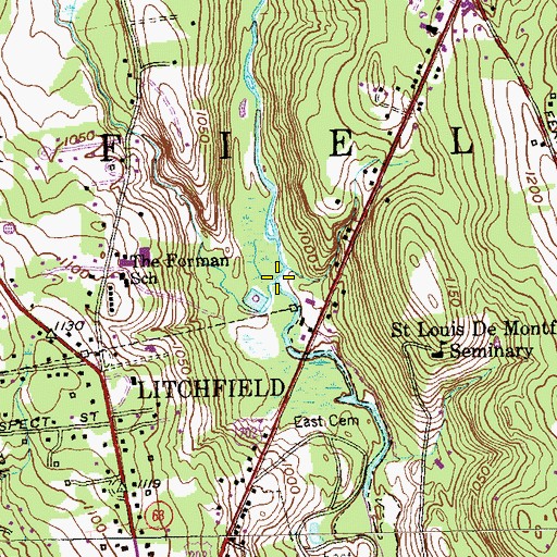 Topographic Map of West Branch Bantam River, CT