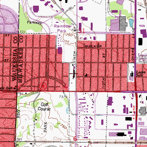 Topographic Map of Marion College, WI
