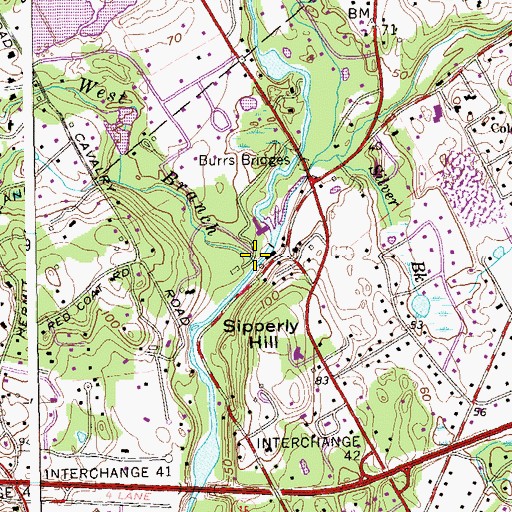 Topographic Map of West Branch Saugatuck River, CT