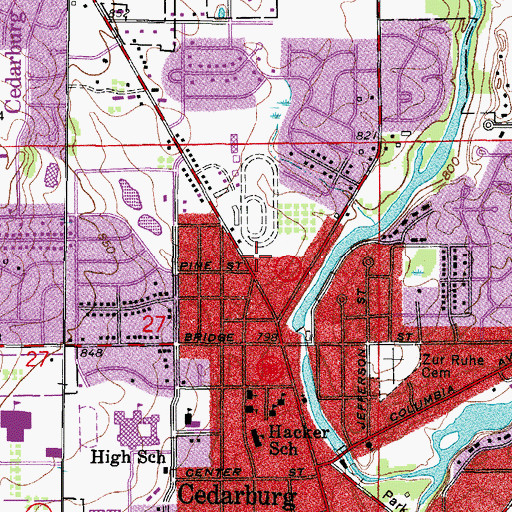 Topographic Map of Firemen's Park, WI
