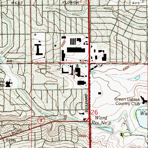 Topographic Map of Market Square Shopping Center, CO