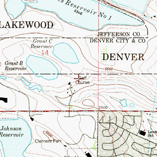 Topographic Map of Raccoon Creek Golf Course, CO