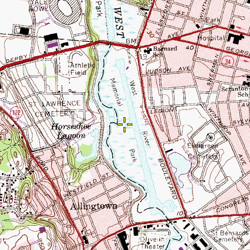 Topographic Map of West River Memorial Park, CT