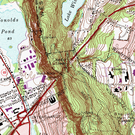 Topographic Map of West Rock Tunnel, CT
