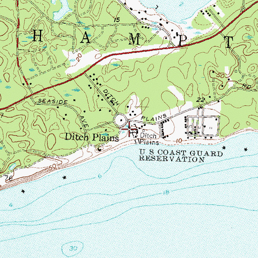 Topographic Map of Ditch Plain Life Saving Station (historical), NY