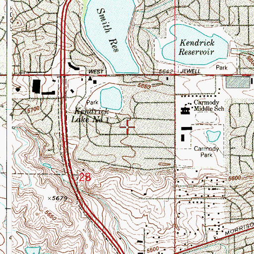 Topographic Map of Carmody Estates, CO