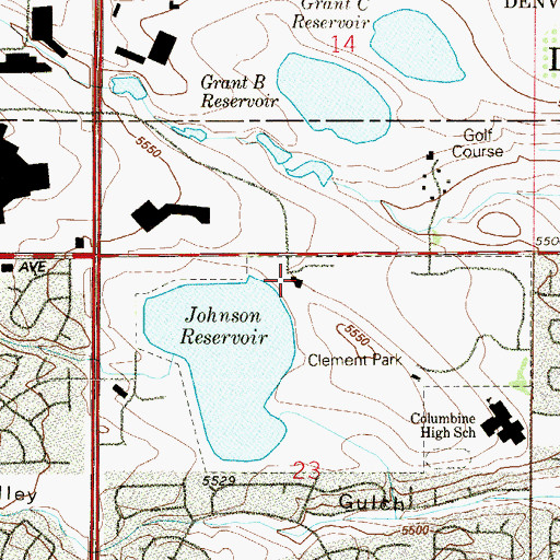 Topographic Map of Columbine Branch Jefferson County Public Library, CO