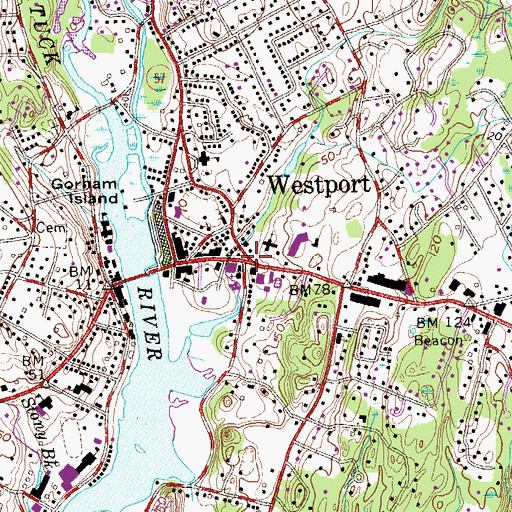 Topographic Map of Westport, CT