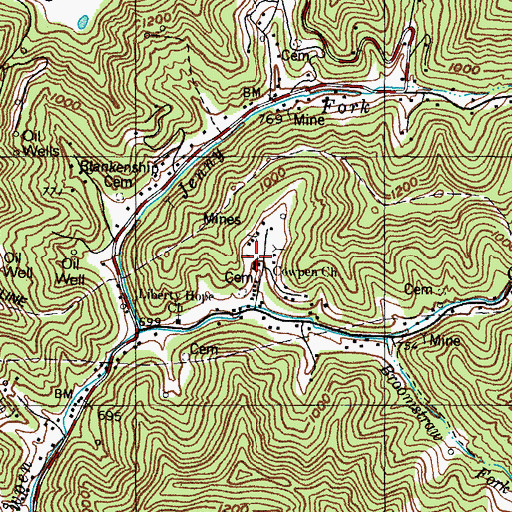 Topographic Map of Cow Pen Church, KY