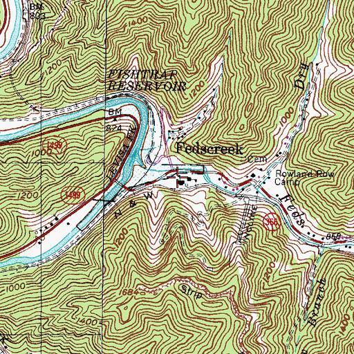 Topographic Map of Feds Creek High School, KY