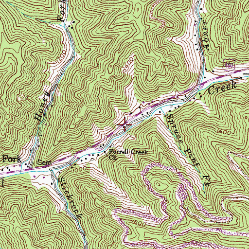 Topographic Map of Ferrell Creek School (historical), KY