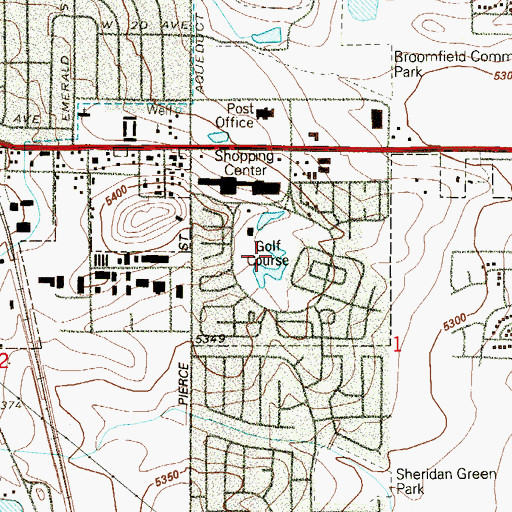 Topographic Map of Greenway Park Golf Course, CO