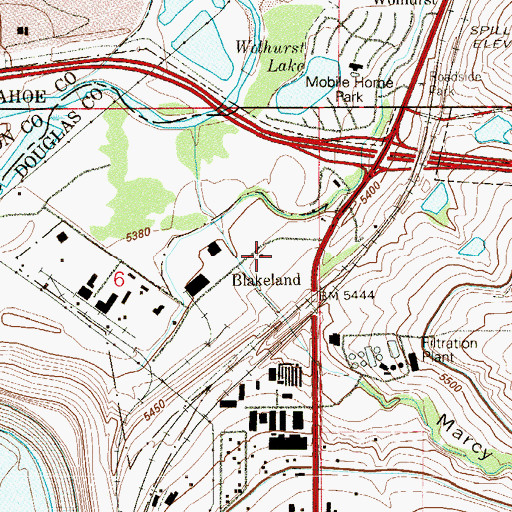 Topographic Map of Littleton Fire Rescue Station 16, CO