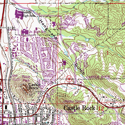 Topographic Map of Castle Rock Elementary School, CO