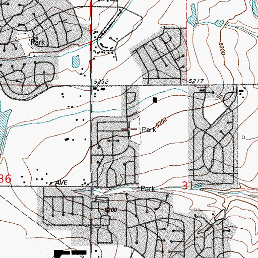 Topographic Map of Woodglen Meadows Park, CO