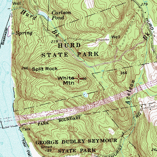 Topographic Map of White Mountain, CT