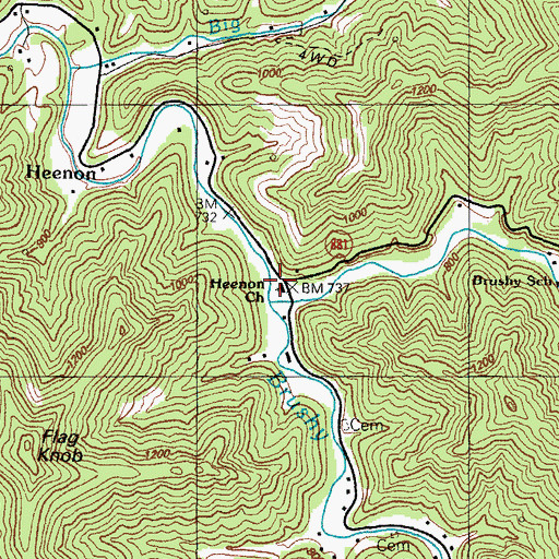 Topographic Map of Jarad Post Office (historical), KY