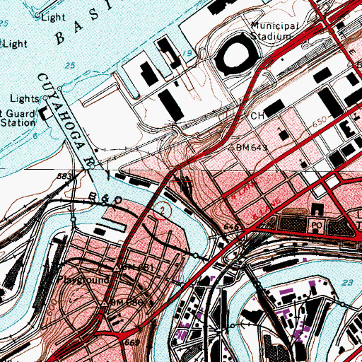 Topographic Map of Flats East Bank Station, OH