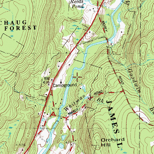 Topographic Map of Whitman Brook, CT