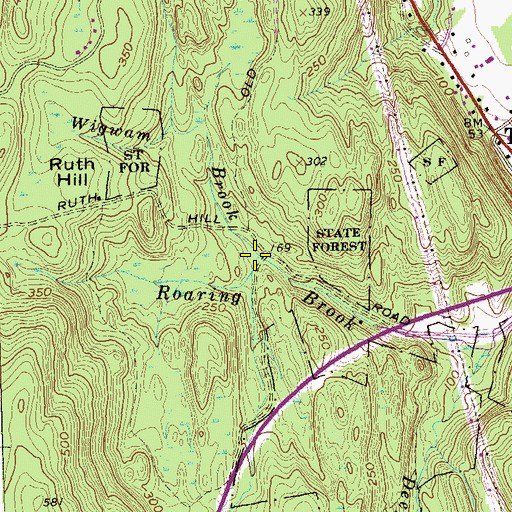 Topographic Map of Wigwam Brook, CT