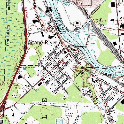 Topographic Map of Grand River Village Hall, OH