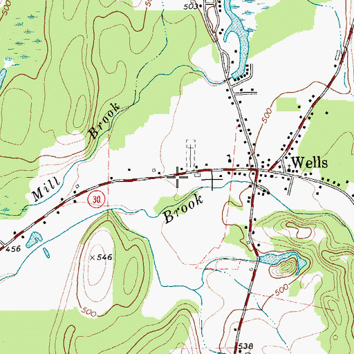 Topographic Map of Wells Volunteer Fire Department, VT