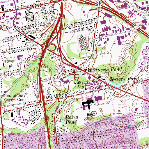 Topographic Map of Williams Pond, CT