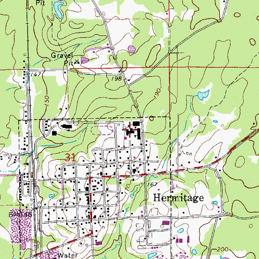 Topographic Map of Hermitage Middle School, AR