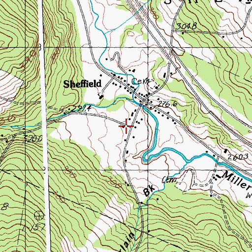 Topographic Map of Sheffield - Wheelock Fire Department, VT
