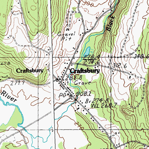 Topographic Map of Craftsbury Fire Department, VT