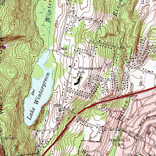 Topographic Map of Wintergreen School, CT